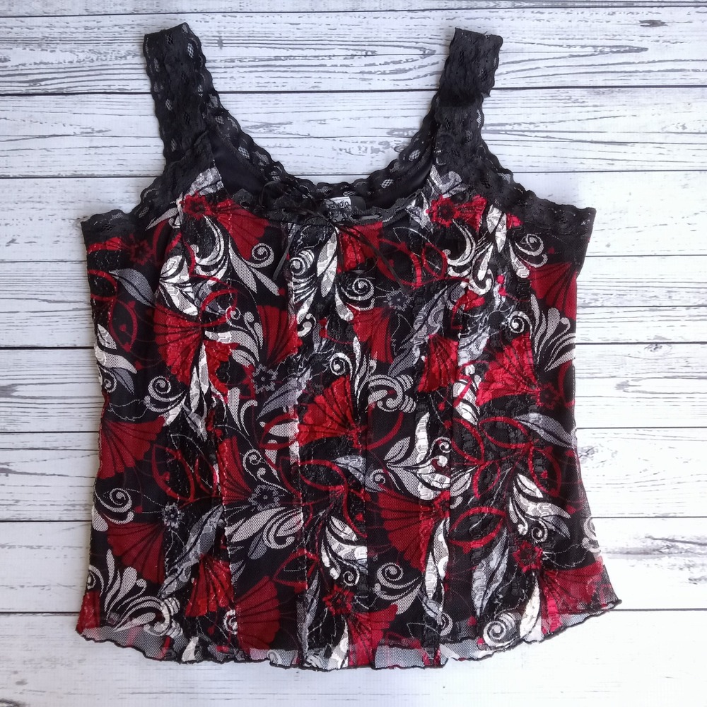 Y2K Women's Lace Whimsigoth Tank Sz.M Vampire Festival Coachella Fairy Grunge